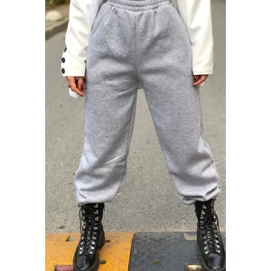 3 Iplik Kalın Şardonlu Yüksek Bel Bol Kalıp Büyük Beden Oversize Eşofman Altı