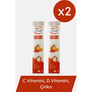 C Plus Efervesan Vitamin C, Vitamin D & Çinko Içeren 20 Efervesan Tablet - 2'li Paket