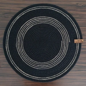 Amerikan Servis Supla Takımı Tabak Altlığı Mutfak Hasır Sepet Sunum Hediye 33X33CM Siyah hasır