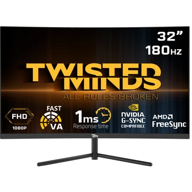 Twisted Minds Twısted Mınds 32" TM32CFHD180VA Fhd 180HZ 1ms HDMI Dp HDR10 R1500 Kavisli Rgb Gamıng
