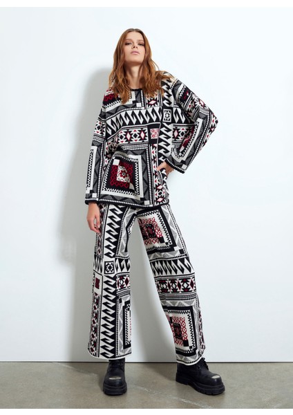 Yüksek Bel Normal Çok Renkli Kadın Pantolon PTKD03074