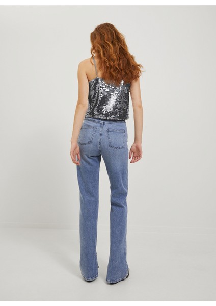 Payetli Gümüş Kadın Büstiyer Jxava Sequın Strap Crop Top Wvn fırsatları