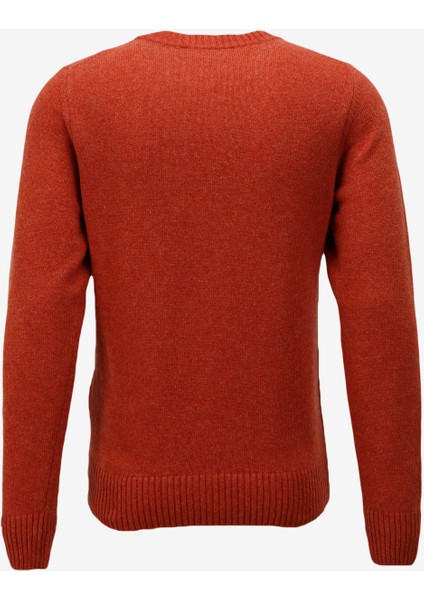Klasik Yaka Normal Düz Turuncu Erkek Kazak K2112PW_SEBASTIEN Lambswool