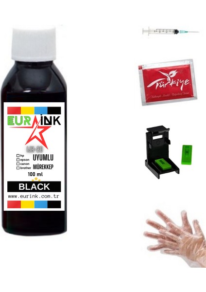 Hp 652, 651, 650, 305, 47 Kartuş Uyumlu Dolum Seti· 100 ml Siyah