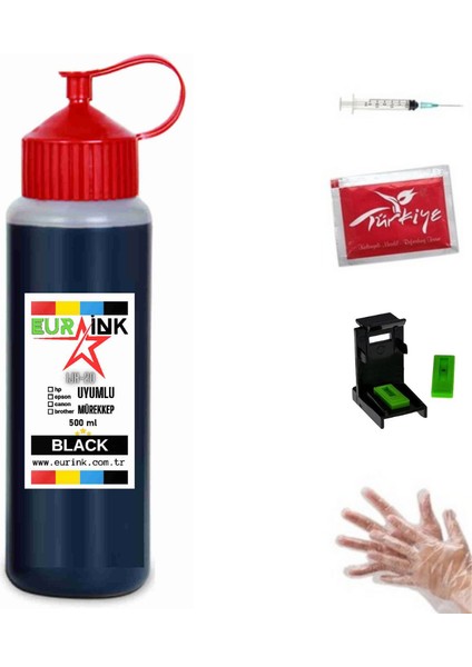 Hp Deskjet 3636 / 3637 / 3638 Uyumlu Kartuş Dolum Seti 500 ml Siyah