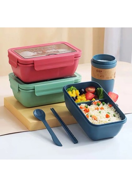 Yeşil Fincan Yeni Mikrodalga Öğle Yemeği Kutusu Withbento Bölmeli Taşınabilir Kutu Japon Tarzı Sızdırmaz Gıda Konteyneri Çocuklar Için Sofra ile (Yurt Dışından)