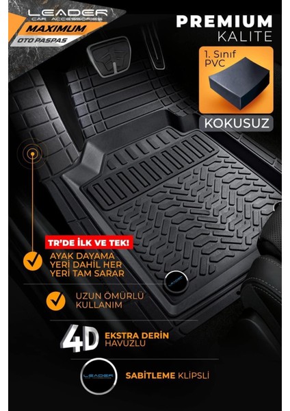 Ssanyoung Korando Uyumlu 4d Havuzlu Paspas Premium Model Siyah