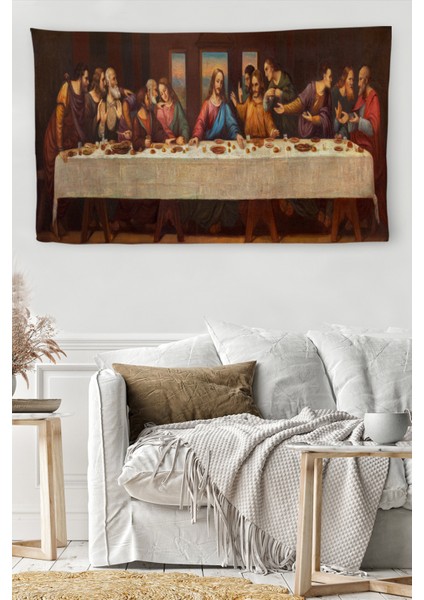 Duvar Örtüsü / Halısı Da Vinci'nin Son Akşam Yemeği li Kanvas Kumaş - 4065