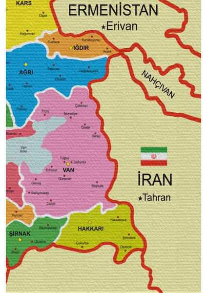 Duvar Örtüsü Detaylı Güncel Türkiye Haritası li Kanvas Duvar Halısı - 4053