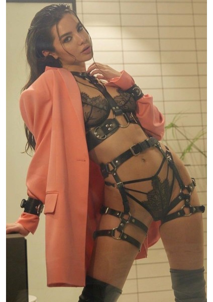 Mlvx Büyük Halkalı Geniş Şeritli Deri Harness Takım - 692 Blsm