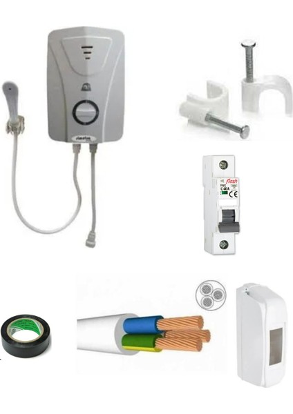 Sımetra Elektrıklı Şofben 4mt Kablolu Tam Takım Set 2 Yıl Garantılı