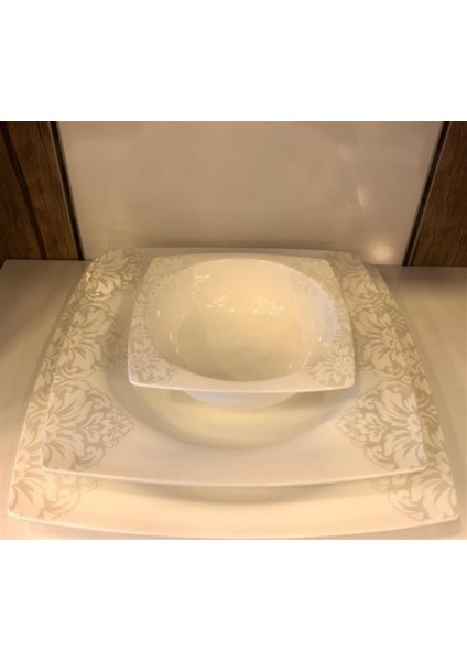 Bone Square Porselen 60 Parça 12 Kişilik Yemek Takımı - 45008