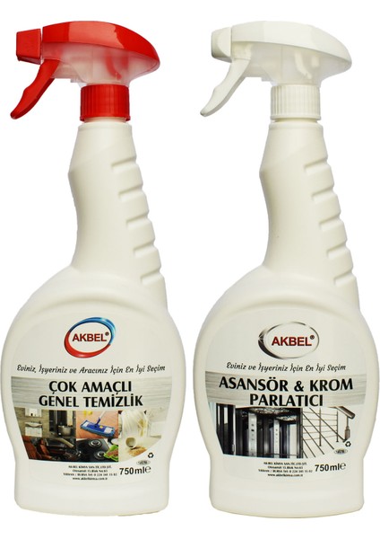 Asansör Ve Krom Parlatıcı +Çok Amaçlı Genel Temizlik 750 Ml