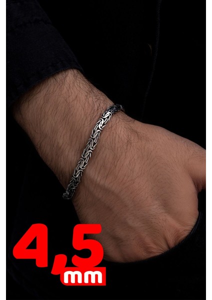 4.5mm Yassı Ezme Kral Model 925 Ayar Gümüş Sevgiliye,babaya,eşe,arkadaşa Hediye Bileklik