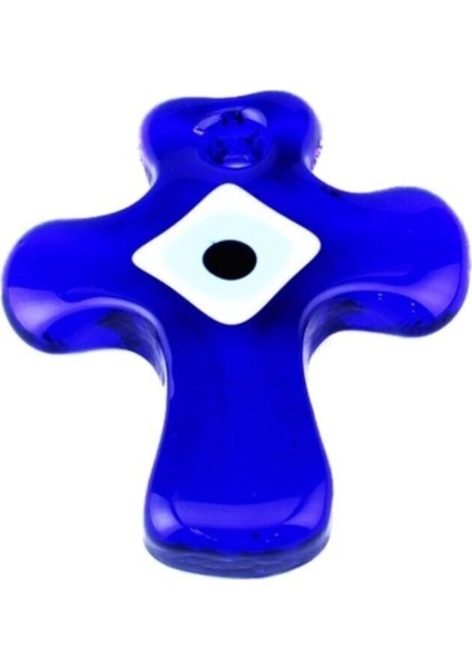 Cam Nazar Boncuğu Delikli Hac Modeli Büyük Boy 9.5 x 10.5 cm
