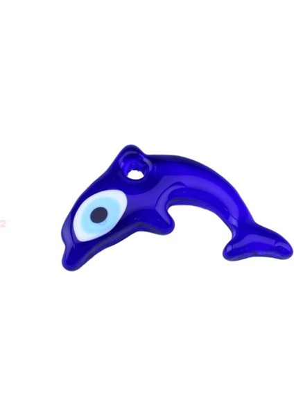 Cam Nazar Boncuğu Delikli Yunus Modeli Küçük Boy 4x9 cm