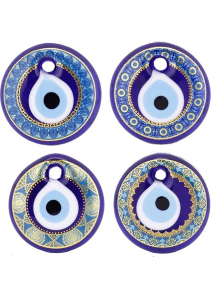 Cam Nazar Boncuğu Delikli Karışık Motifli Model 7 cm - 4 Adet