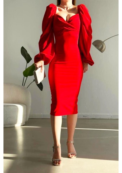 Ithal Krep Kumaş Uzun Kol Elbise fiyatları