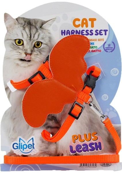 Melek Kanatlı Kedi Göğüs Tasması Turuncu