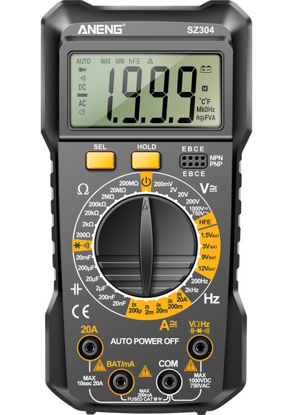 SZ304 Çok Işlevli 1999 Sayımlar Dijital Multimetre (Yurt Dışından)