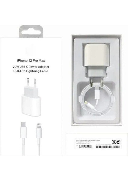 Senalstore Iphone 12 Pro-Max Uyumlu 20W Şarj Adaptörü+Şarj Kablosu