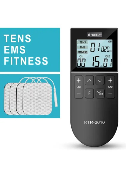 KTR2610 Tens + Ems + Fıtness 2 Kanallı Portatif Fizik Şarjlı Tens Cihazı Fizyoterapi Masaj