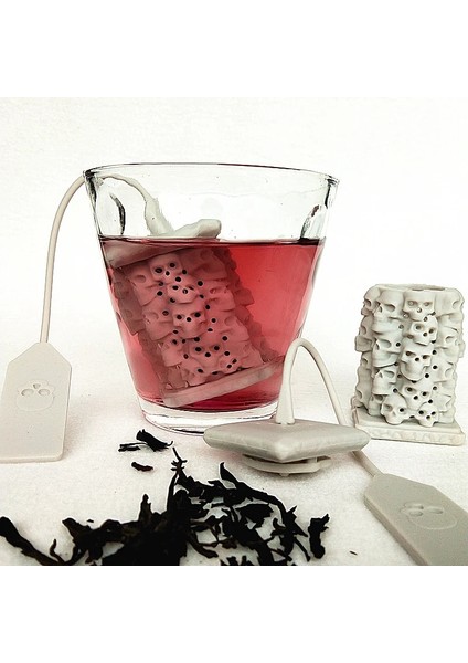 2.99 Gıda Sınıfı Silikon Çay Kemikleri Kafatası Kulesi Silikon Çay Demlik Süzgeçler Filtre (Yurt Dışından)