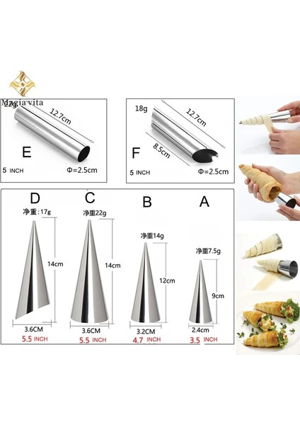 6 Adet E 6 Adet Konik Tüp Koni Rulo Kalıpları Spiral Kruvasan Tüpler Kalıpları Krem Boynuz Kalıp Pasta Kalıp Çerez Tatlı Mutfak Pişirme Aracı (Yurt Dışından)