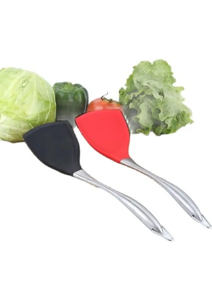 Siyah Silikon Mutfak Pişirme Gereçleri Spatula Turner Sığır Eti Yumurta Mutfak Kazıyıcı Geniş Pizza Kürek Yapışmaz Pişirme Aracı (Yurt Dışından)