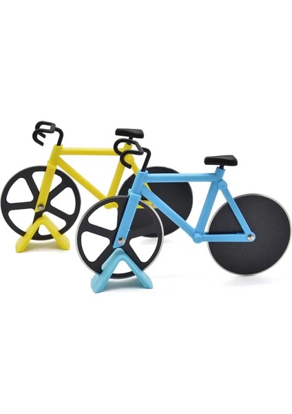 Sarı Pizza Kesici Yapışmaz Paslanmaz Çelik Pizza Bıçağı Bisiklet Şekli Tekerlek Bisiklet Rulo Pizza Kesme Bıçağı Fırında Aracı Mutfak Gadget (Yurt Dışından) fırsatları