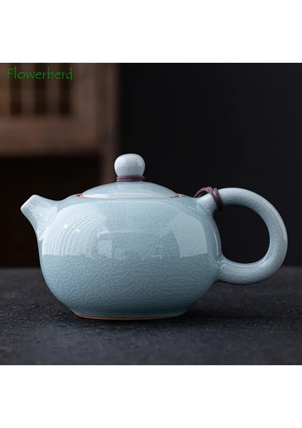 Erik Mavi Çay Fincanı Ge Fırın Seramik Çaydanlık ve Çay Bardağı El Yapımı Çin Tarzı Buz Çatlak Çaydanlık Çay Fincanı Ev Kung Fu Çay Seti Çin Çay Seti (Yurt Dışından)