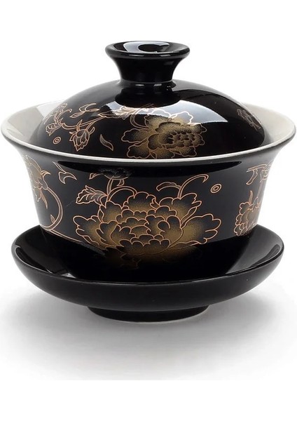 Sarı Seramik Gaiwan Çay Takımı, Gai Wan Kase Büyük Beyaz Porselen Zisha Fincan Kung Fu Çay Fincanı El Boyaması Çay Kasesi Çay Seti Isıya Dayanıklı (Yurt Dışından)