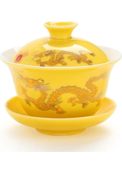 Sarı Seramik Gaiwan Çay Takımı, Gai Wan Kase Büyük Beyaz Porselen Zisha Fincan Kung Fu Çay Fincanı El Boyaması Çay Kasesi Çay Seti Isıya Dayanıklı (Yurt Dışından) fiyatları