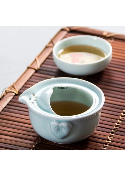 1 Fincan B Yüksek Kaliteli Gaiwan Seladonlar 3D Sazan Seyahat Taşınabilir Kung Fu Drinkware Çay Seti Dahil 1 Pot + 1 Fincan Ofis Çaydanlık Su Isıtıcısı Fıncan (Yurt Dışından)