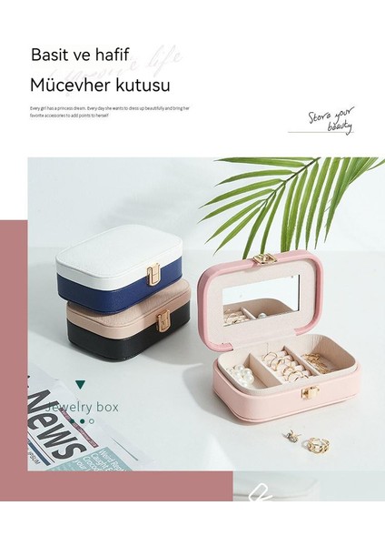 Ayna Yüzük Küpe Seyahat Kolye Takı Büyük Kapasiteli Mücevher Kutusu ile Uygun Takı Saklama Kutusu (Yurt Dışından)