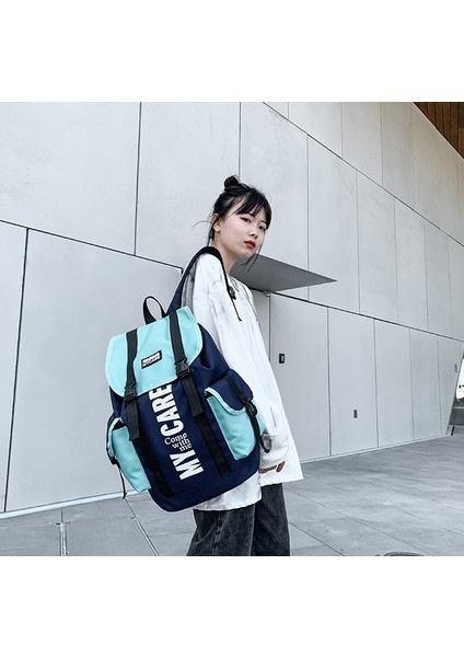 Renk Punk Sırt Çantası Moda Gündelik Genç Öğrenci Okul Çantası Kadın Açık Seyahat Sırt Çantası Erkek (Yurt Dışından) fiyatları