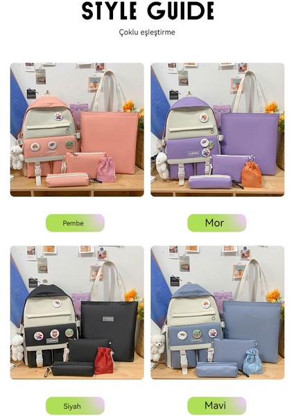 Büyük Kapasiteli Çok Parçalı Set Yeni Öğrenci Okul Çantası Ayı Kolye (Yurt Dışından) modelleri