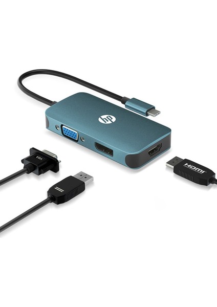 Hp DHC-CT200  USB C To Hdmı+Vga+Dp Dönüştürücü Adaptör