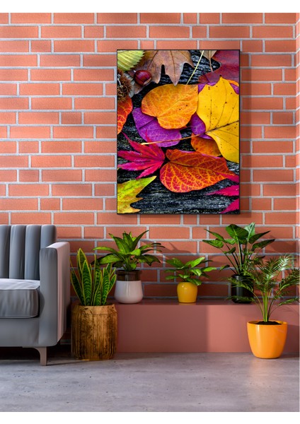 Gökkuşağı Yaprakları Kanvas Tablo Minimalist, Dekoratif, Soyut, Modern fiyatları