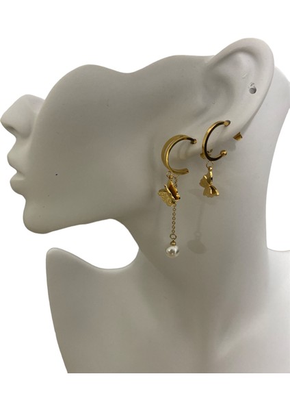 Çelik Sallantılı Kelebekli Küpe modelleri