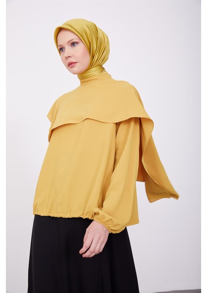 Asimetrik Aller Detaylı Beli Lastikli Bluz 23K3425 Asit