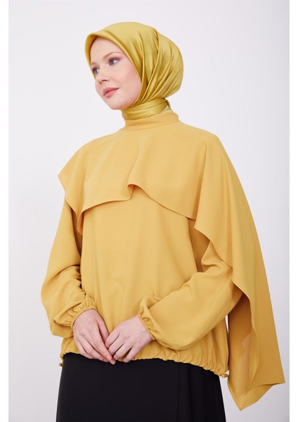 Asimetrik Aller Detaylı Beli Lastikli Bluz 23K3425 Asit modelleri
