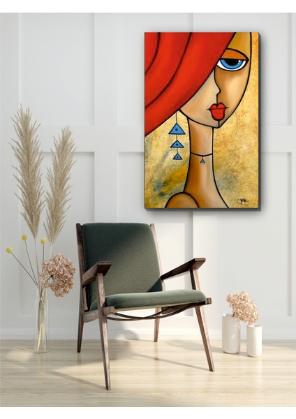Sanatsal Soyut Kızıl Kadın Art Kanvas Tablo Minimalist, Dekoratif, Modern fiyatları
