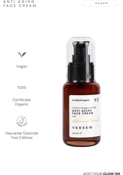 Organik Anti Aging Yaşlanma Karşıtı Yüz Kremi 50 ml