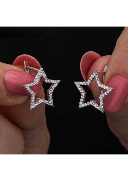 Gümüş Yıldız Kadın Küpe indirimleri