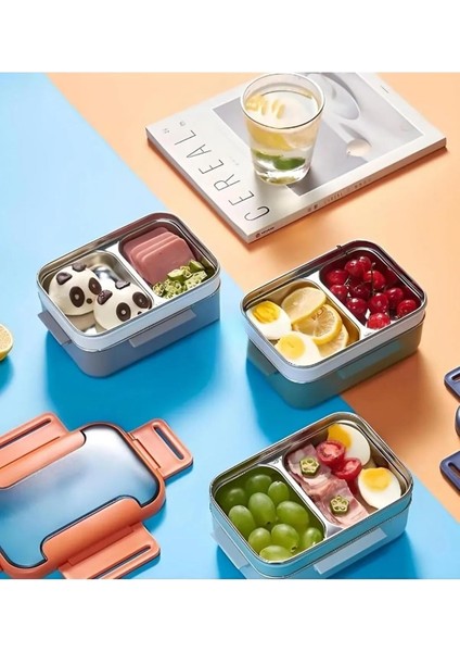 Food Conteyner Iki Katlı Paslanmaz Çelik Kolay Kilitlenir Sefer Tası – 1200 ml
