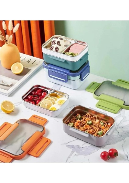 Food Conteyner Iki Katlı Paslanmaz Çelik Kolay Kilitlenir Sefer Tası – 1200 ml