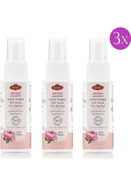 Naturel Gül Suyu Sprey 3'lü Set x 50 ml