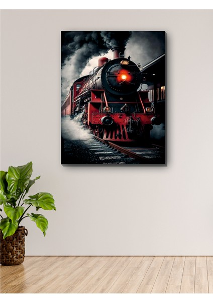 Retro Nostalji Buharlı Tren Kanvas Tablo Minimalist, Dekoratif, Soyut, Modern