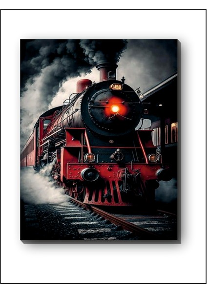 Retro Nostalji Buharlı Tren Kanvas Tablo Minimalist, Dekoratif, Soyut, Modern modelleri